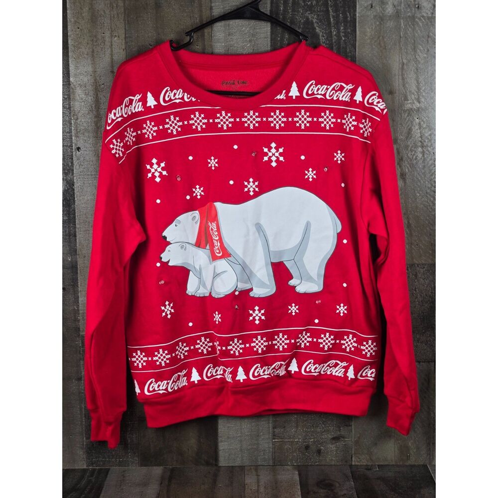 Coca Cola Womens Christmans Sweater with Polar bears Size Small